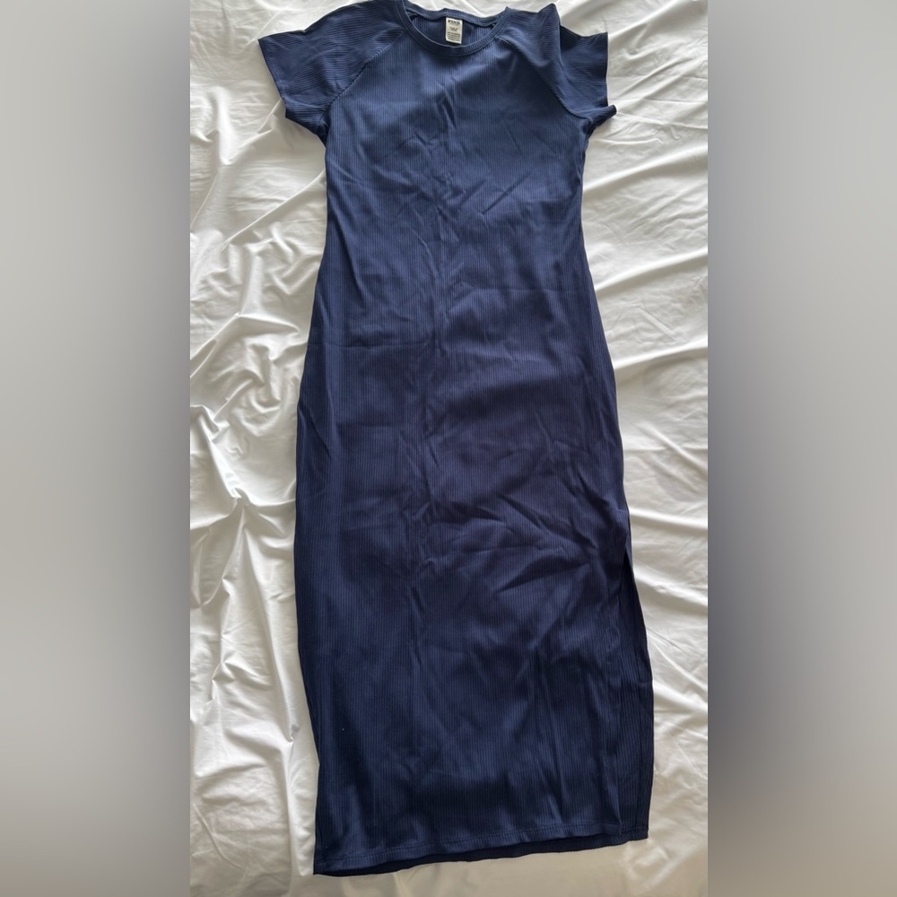 PINK Victoria’s Secret Ribbed Midi Dress | Blue | XL